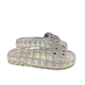 Valentino Garavani Rockstud Summer Slide Sandals Clear Rubber